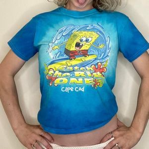 spongebob surfing baby tee